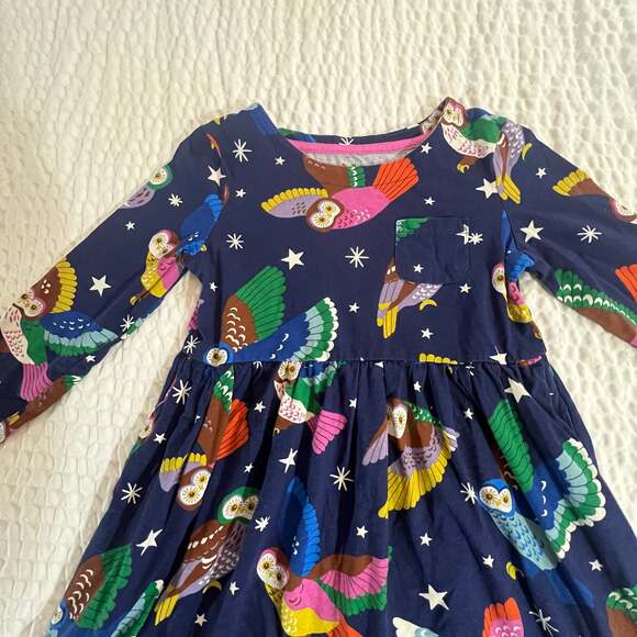 Mini Boden Girls Flying Owl Night Sky Jersey Pocket Dress Size 7-8 YRs Skater Dr - Picture 4 of 6